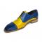 Duca Di Matiste "Lombardi" Ocean Blue/Yellow Genuine Italian Calf Leather Lace-Up Dress Shoes.